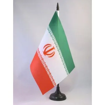 DRAPEAU DE TABLE IRAN 21x14cm - PETIT DRAPEAUX DE BUREAU IRANIEN 14 x 21 cm
