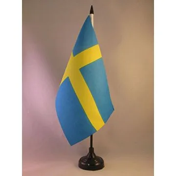 DRAPEAU DE TABLE SUÈDE 22x15cm - GRAND DRAPEAUX DE BUREAU SUÉDOIS 15 x 22 cm