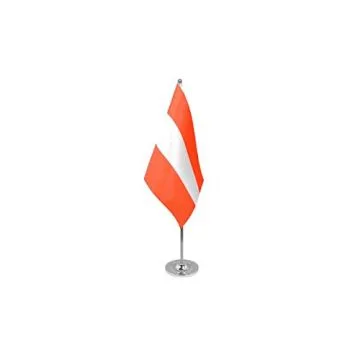 DRAPEAU DE TABLE prestige AUTRICHE 22x15cm en SATIN - GRAND DRAPEAUX DE BUREAU AUTRICHIEN 15 x 22 cm