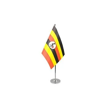 DRAPEAU DE TABLE prestige OUGANDA 22x15cm en SATIN - GRAND DRAPEAUX DE BUREAU OUGANDAIS 15 x 22 cm