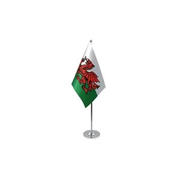 DRAPEAU DE TABLE prestige PAYS DE GALLES 22x15cm en SATIN - GRAND DRAPEAUX DE BUREAU GALLOIS 15 x 22 cm