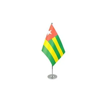 DRAPEAU DE TABLE prestige TOGO 22x15cm en SATIN - GRAND DRAPEAUX DE BUREAU TOGOLAIS 15 x 22 cm