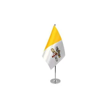 DRAPEAU DE TABLE prestige VATICAN 22x15cm en SATIN - GRAND DRAPEAUX DE BUREAU VATICAN 15 x 22 cm