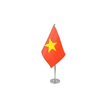 DRAPEAU DE TABLE prestige VIETNAM 22x15cm en SATIN - GRAND DRAPEAUX DE BUREAU VIETNAMIEN 15 x 22 cm