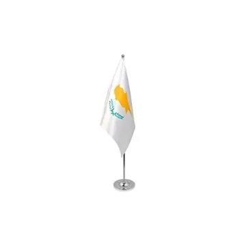 DRAPEAU DE TABLE prestige CHYPRE 22x15cm en SATIN - GRAND DRAPEAUX DE BUREAU CHYPRIOTE 15 x 22 cm