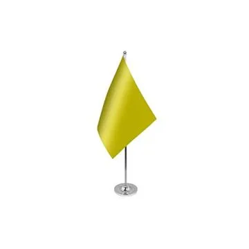 DRAPEAU DE TABLE prestige UNICOLORE JAUNE 22x15cm en SATIN - GRAND DRAPEAUX DE BUREAU DE COULEUR JAUNE 15 x 22 cm