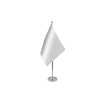 DRAPEAU DE TABLE prestige UNICOLORE BLANC 22x15cm en SATIN - GRAND DRAPEAUX DE BUREAU DE COULEUR BLANCHE 15 x 22 cm