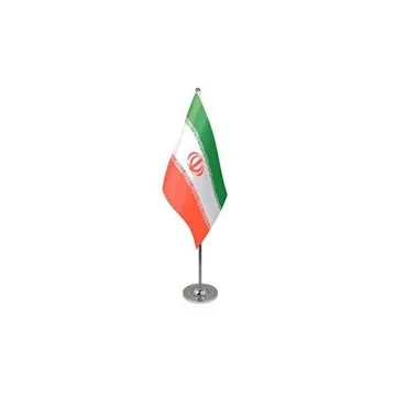 DRAPEAU DE TABLE prestige IRAN 22x15cm en SATIN - GRAND DRAPEAUX DE BUREAU IRANIEN 15 x 22 cm