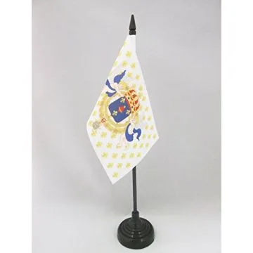 DRAPEAU DE TABLE ROYAUME DE FRANCE C?UR DE JÉSUS 15x10cm - PETIT DRAPEAUX DE BUREAU ROYALISTE ANCIEN RÉGIME SACRÉ C?UR - ROI 10 x 15 cm
