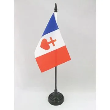 DRAPEAU DE TABLE FRANCE SACRÉ C?UR DE JÉSUS 15x10cm - PETIT DRAPEAUX DE BUREAU FRANÇAIS CATHOLIQUE 10 x 15 cm