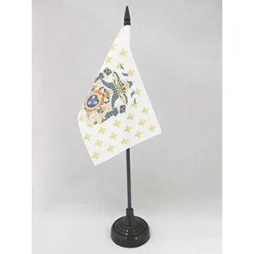 DRAPEAU DE TABLE ROYAUME DE FRANCE GRANDES ARMES 15x10cm - PETIT DRAPEAUX DE BUREAU ROYALISTE FLEUR DE LYS 10 x 15 cm