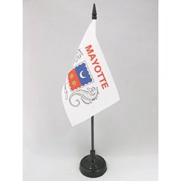 DRAPEAU DE TABLE MAYOTTE 15x10cm - PETIT DRAPEAUX DE BUREAU MAHORAIS - FRANCE 10 x 15 cm