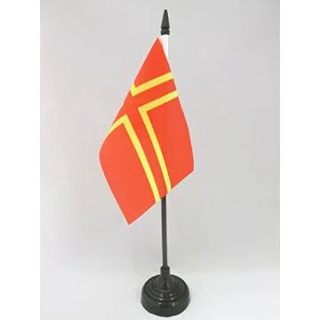 DRAPEAU DE TABLE NORMANDIE CROIX DE SAINT OLAF 15x10cm - PETIT DRAPEAUX DE BUREAU MOUVEMENT NORMAND 10 x 15 cm