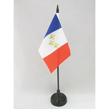 DRAPEAU DE TABLE MONARCHIE FRANÇAISE 15x10cm - PETIT DRAPEAUX DE BUREAU ROYALISTE - ROYAUME DE FRANCE 10 x 15 cm