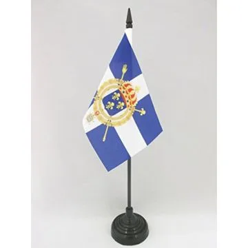 DRAPEAU DE TABLE MARINE CIVILE FRANÇAISE XVIIIE SIÈCLE 15x10cm - PETIT DRAPEAUX DE BUREAU PAVILLON ROYAUME DE FRANCE 10 x 15 cm