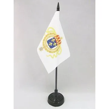 DRAPEAU DE TABLE NOUVELLE-FRANCE 15x10cm - PETIT DRAPEAUX DE BUREAU ROYALISTE - ÉTANDARD LOUIS XIV 10 x 15 cm