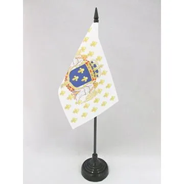 DRAPEAU DE TABLE ROYAUME DE FRANCE ANGES 15x10cm - PETIT DRAPEAUX DE BUREAU ROYALISTE FRANÇAIS FLEUR DE LYS 10 x 15 cm