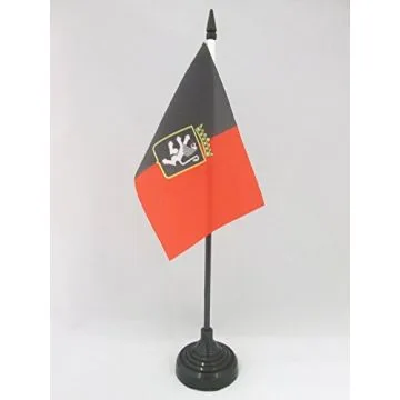 DRAPEAU DE TABLE VALLÉE D\'AOSTE AVEC ARMES 15x10cm - PETIT DRAPEAUX DE BUREAU VALLE D\'AOSTA ARMOIRIES - ITALIE 10 x 15 cm