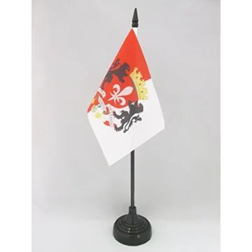 DRAPEAU DE TABLE LILLE AVEC ARMES 15x10cm - PETIT DRAPEAUX DE BUREAU LILLOIS AVEC ARMOIRIES 10 x 15 cm