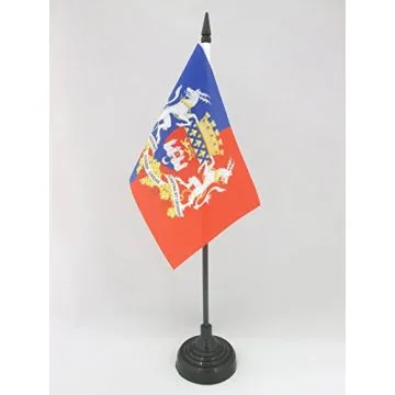DRAPEAU DE TABLE BORDEAUX AVEC ARMES 15x10cm - PETIT DRAPEAUX DE BUREAU BORDELAIS AVEC ARMOIRIES 10 x 15 cm