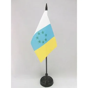 DRAPEAU DE TABLE CANARIES INDÉPENDENTISTE 15x10cm - PETIT DRAPEAUX DE BUREAU NACIONALISTE CANARIEN - CANARIAS 10 x 15 cm