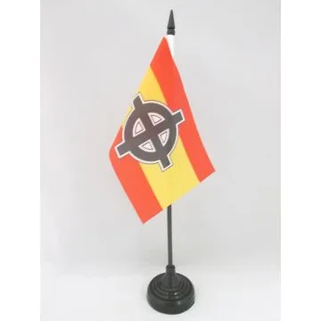 DRAPEAU DE TABLE ESPAGNE CROIX CELTIQUE 15x10cm - PETIT DRAPEAUX DE BUREAU NATIONALISTE ESPAGNOL 10 x 15 cm
