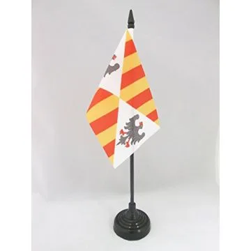 DRAPEAU DE TABLE ROYAUME NORMAND DE SICILE 1130-1815 15x10cm - PETIT DRAPEAUX DE BUREAU ROYAL SICILIEN 10 x 15 cm
