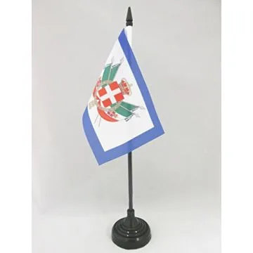DRAPEAU DE TABLE ARMES ROYAUME D\'ITALIE 1861-1870 15x10cm - PETIT DRAPEAUX DE BUREAU ROYAL ITALIEN 10 x 15 cm