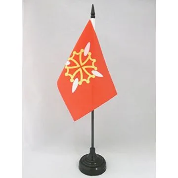 DRAPEAU DE TABLE HAUTE-GARONNE 15x10cm - PETIT DRAPEAUX DE BUREAU DÉPARTEMENT FRANÇAIS - MIDI-PYRÉNÉES 10 x 15 cm