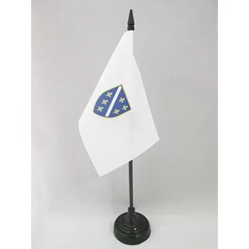 DRAPEAU DE TABLE BOSNIE-HERZÉGOVINE 1992-1998 15x10cm - PETIT DRAPEAUX DE BUREAU BOSNIEN ANCIEN 10 x 15 cm