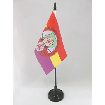 DRAPEAU DE TABLE ESPAGNE VOLONTAIRES INTERNATIONAUX LIBERTÉ 15x10cm - PETIT DRAPEAUX DE BUREAU ESPAGNOL RÉPUBLICAIN 10 x 15 cm