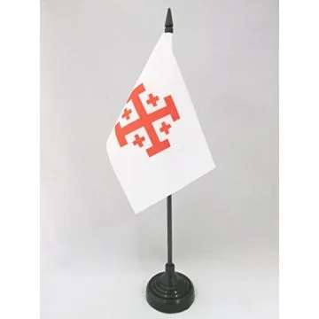 DRAPEAU DE TABLE ORDRE DU SAINT-SÉPULCRE DE JÉRUSALEM 15x10cm - PETIT DRAPEAUX DE BUREAU CHRÉTIEN 10 x 15 cm