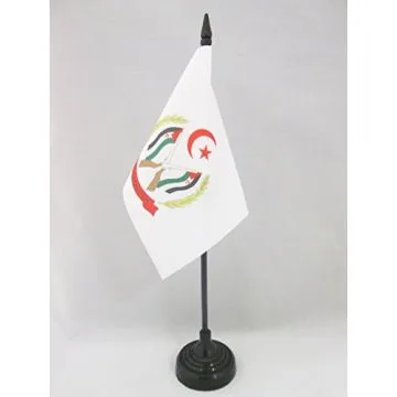 DRAPEAU DE TABLE ARMES FRONT POLISARIO SAHARA OCCIDENTAL 15x10cm - PETIT DRAPEAUX DE BUREAU FRENTE POPULAR SAHRAOUI 10 x 15 cm