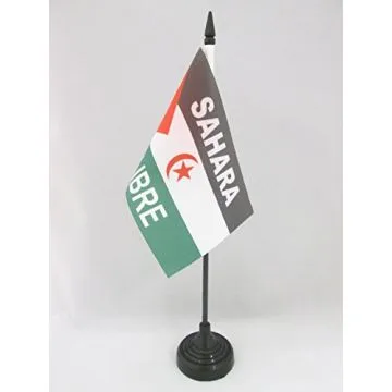 DRAPEAU DE TABLE SAHARA OCCIDENTAL LIBRE 15x10cm - PETIT DRAPEAUX DE BUREAU RASD SAHRAOUI 10 x 15 cm