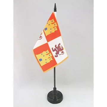 DRAPEAU DE TABLE COURONNE DE CASTILLE 1230-1715 15x10cm - PETIT DRAPEAUX DE BUREAU MONARCHIE ESPAGNOLE - ESPAGNE 10 x 15 cm