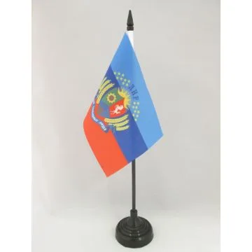 DRAPEAU DE TABLE RÉPUBLIQUE POPULAIRE DE LOUGANSK AVEC ARMES 15x10cm - PETIT DRAPEAUX DE BUREAU LOUHANSK NOUVEAU 10 x 15 cm