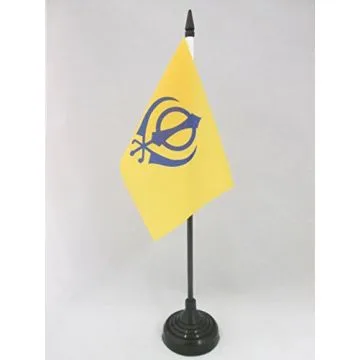 DRAPEAU DE TABLE SIKHISME 15x10cm - PETIT DRAPEAUX DE BUREAU KHANDA - RELIGION SIKHISTE 10 x 15 cm