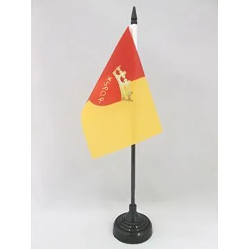 DRAPEAU DE TABLE VILLE DE ROME AVEC ARMES 15x10cm - PETIT DRAPEAUX DE BUREAU ROMA - ITALIE 10 x 15 cm