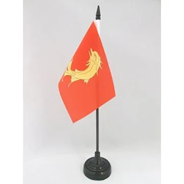 DRAPEAU DE TABLE COMTÉ DE FOREZ 15x10cm - PETIT DRAPEAUX DE BUREAU FORÉZIEN - SAINT-ETIENNE 10 x 15 cm