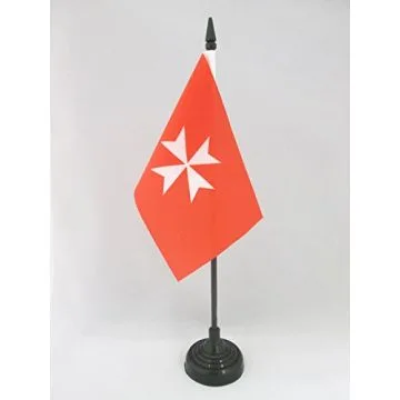 DRAPEAU DE TABLE ACTIVITÉS DE L?ORDRE DE MALTE 15x10cm - PETIT DRAPEAUX DE BUREAU SAINT-JEAN DE JÉRUSALEM 10 x 15 cm