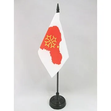 DRAPEAU DE TABLE OCCITANIE CARTE 15x10cm - PETIT DRAPEAUX DE BUREAU OCCITAN - FRANCE 10 x 15 cm