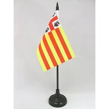 DRAPEAU DE TABLE SARDAIGNE ARAGONAISE 15x10cm - PETIT DRAPEAUX DE BUREAU SARDE SOUS ROYAUME D\'ARAGON 10 x 15 cm