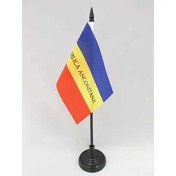 DRAPEAU DE TABLE RÉPUBLIQUE ANCÔNITAINE 1797?1798 15x10cm - PETIT DRAPEAUX DE BUREAU ITALIEN ANCIEN - ITALIE 10 x 15 cm