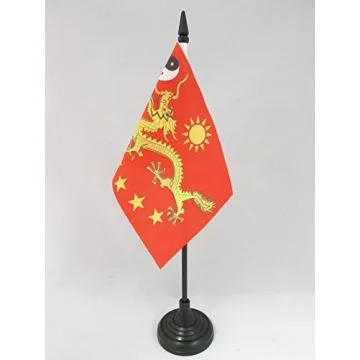 DRAPEAU DE TABLE CHINE IMPÉRIALE NOUVEAU 15x10cm - PETIT DRAPEAUX DE BUREAU CHINOIS AVEC DRAGON 10 x 15 cm
