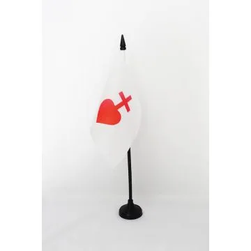 DRAPEAU DE TABLE SACRÉ COEUR DE JÉSUS 15x10cm - PETIT DRAPEAUX DE BUREAU CATHOLIQUE 10 x 15 cm