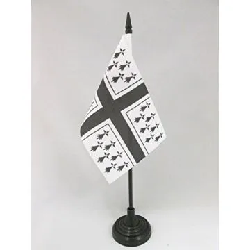 DRAPEAU DE TABLE BRETAGNE MARINE 15x10cm - PETIT DRAPEAUX DE BUREAU PAVILLON MARIN BRETON 10 x 15 cm