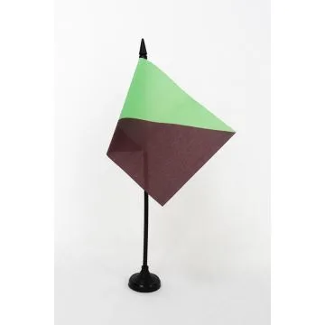 DRAPEAU DE TABLE ANARCHO-PRIMITIVISME 15x10cm - PETIT DRAPEAUX DE BUREAU ANARCHISME VERT EN ANARCHIE 10 x 15 cm
