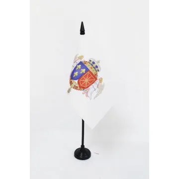 DRAPEAU DE TABLE ARMOIRIES ROYALES HENRI IV 15x10cm - PETIT DRAPEAUX DE BUREAU ARMES DU BON ROI 10 x 15 cm