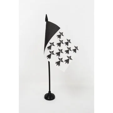 DRAPEAU DE TABLE PAYS RENNAIS 15x10cm - PETIT DRAPEAUX DE BUREAU BRO ROAZHON RENNES EN BRETAGNE 10 x 15 cm