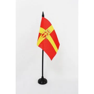 DRAPEAU DE TABLE MESSINE AVEC ARMES 15x10cm - PETIT DRAPEAUX DE BUREAU MESSINA EN SICILE 10 x 15 cm